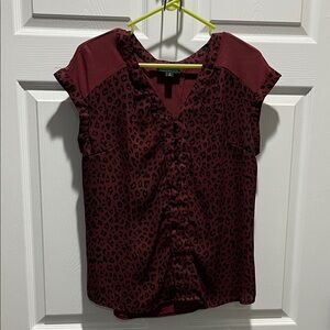 Elegant Burgundy Leopard Print Blouse